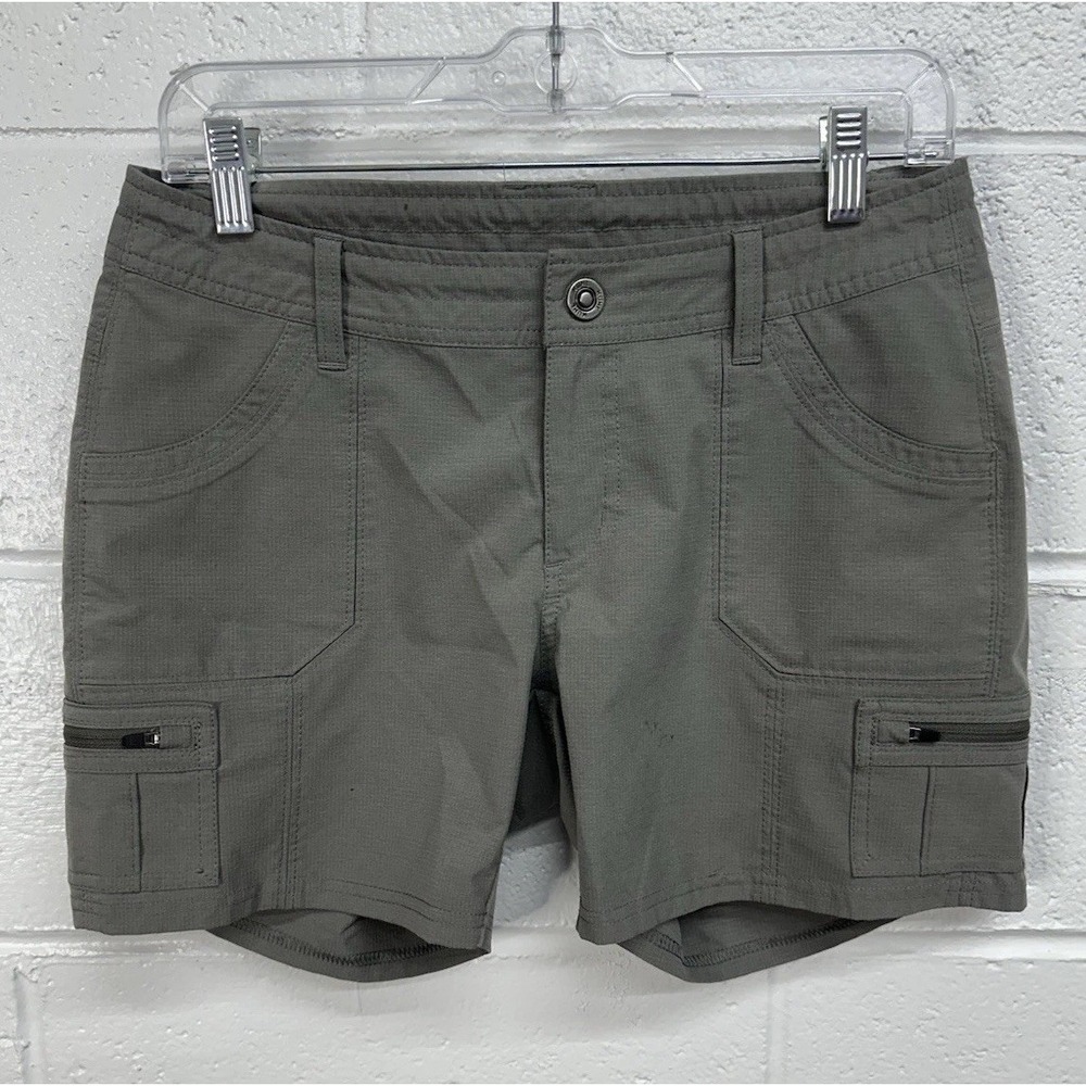 Kuhl Shorts Women 8 Horizon 5" Gray Hiking Casual Pocket Zip Lightweight Outdoor